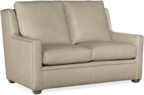 Transitional Stationary Loveseat with Nailhead Trim