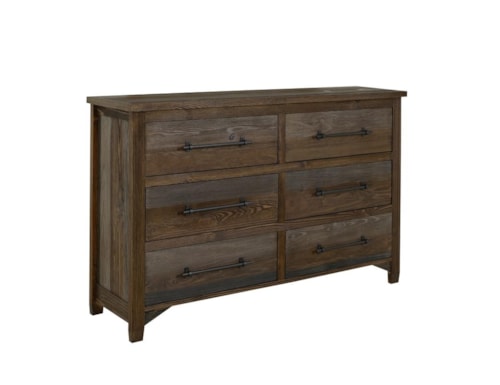 Modern Rustic 6-Drawer Dresser with Microfiber Lined Top Drawers