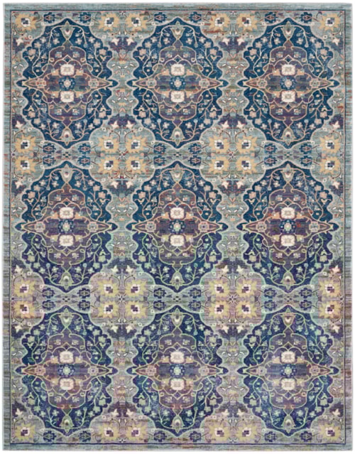 7'10" x 9'10" Navy Multicolor Rectangle Rug