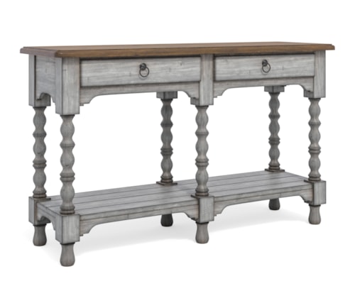 Relaxed Vintage Sofa Table with Drawers