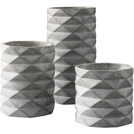 Set of 3 Charlot Gray Vases