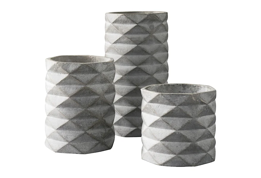 Accents Set of 3 Charlot Gray Vases at Furniture and More