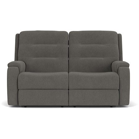 Contemporary Power Reclining Loveseat with Power Headrest and Lumbar Support