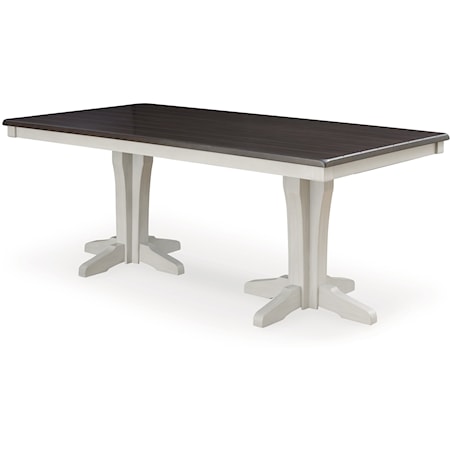 Farmhouse Two-Tone Dining Table with Double Pedestal Base