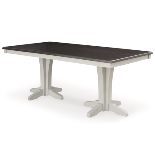 Farmhouse Two-Tone Dining Table with Double Pedestal Base