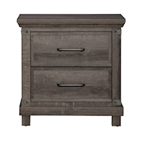 Modern Farmhouse 2-Drawer Nightstand with USB Ports and Outlets