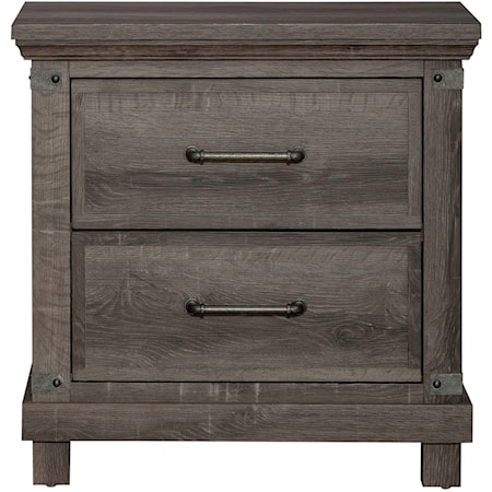 Modern Farmhouse 2-Drawer Nightstand with USB Ports and Outlets