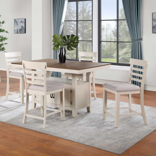 Farmhouse 5-Piece Counter-Height Dining Set with Two-Tone Finish