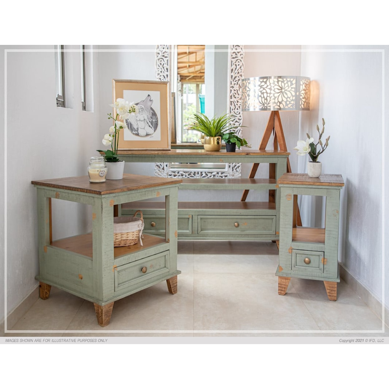 International Furniture Direct Toscana 2-Drawer Sofa Table