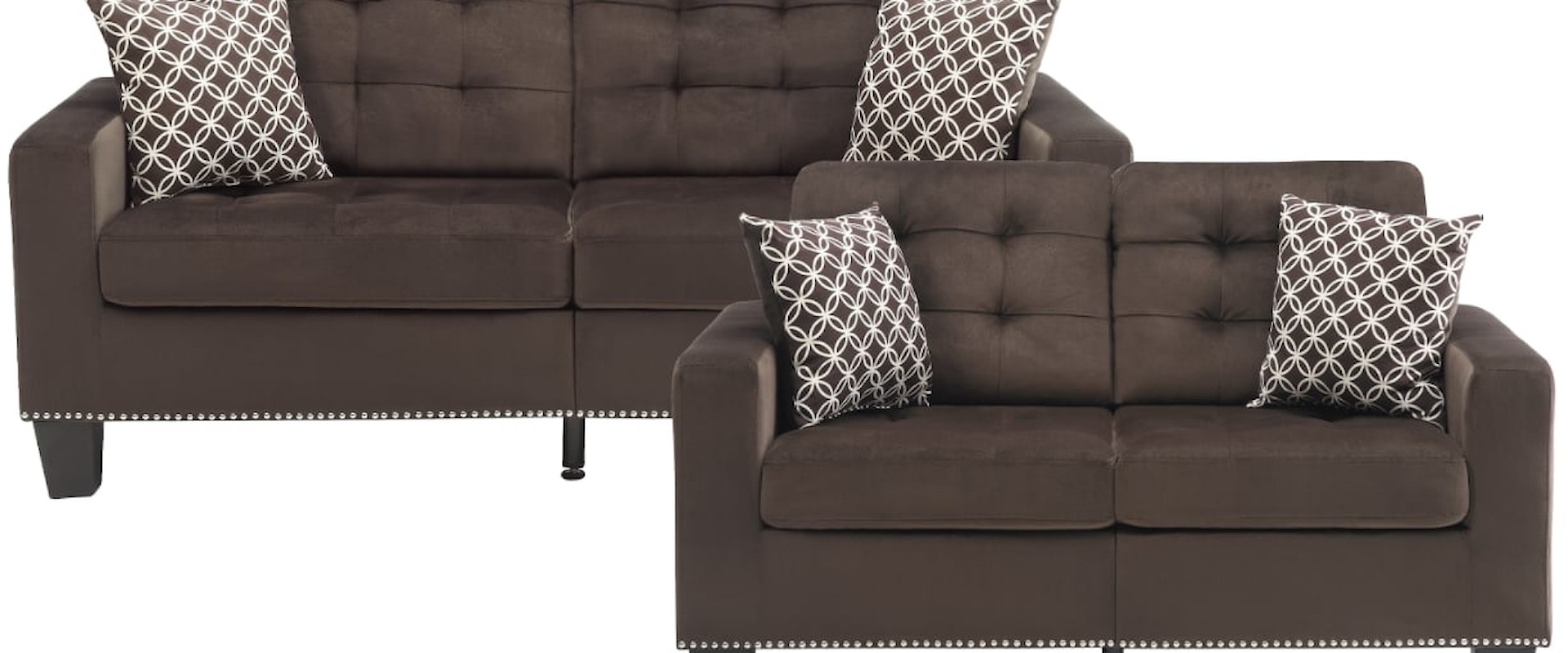 Transitional 2-Piece Living Room Set with Button Tufting