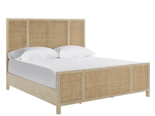 Coastal King Panel Bed with Woven Headboard