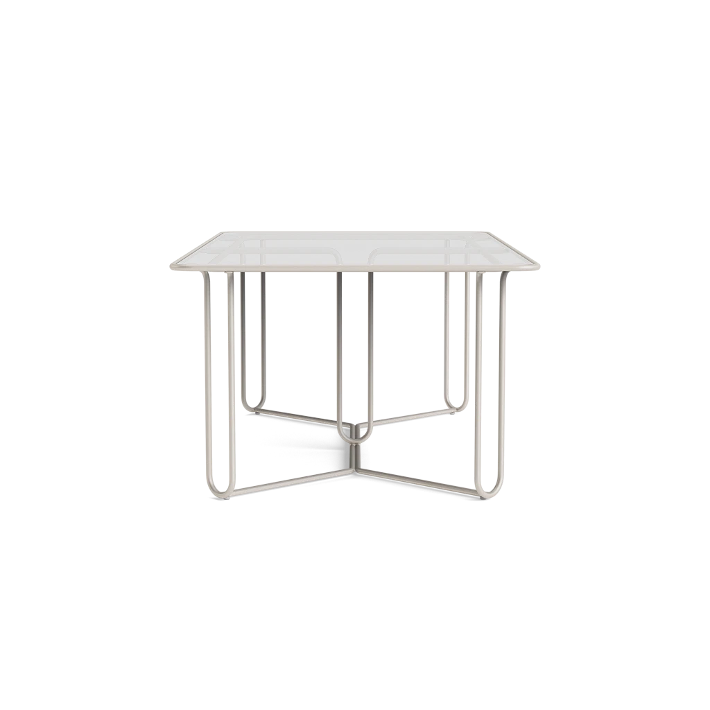 77" Rect. Aluminum Dining Table w/Glass Top