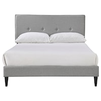 Mid-Century Modern Button Tufted Full-Sized Platform Bed in Gray