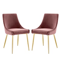 Performance Velvet Dining Chairs -  Gold/Dusty Rose - Set of 2