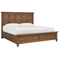 Transitional California King Bed with Panel Headboard and USB Ports