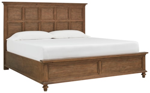 Transitional Queen Bed with Panel Headboard and USB Ports