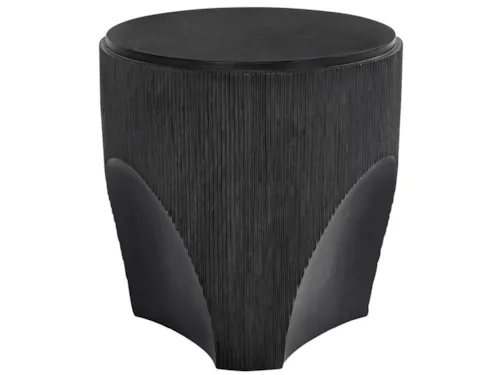 Contemporary Round End Table with Textured Sides