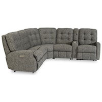 6-Piece Power Reclining Headrest Sectional with USB Ports and Nailhead Trim