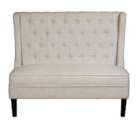 Transitional Tufted Shelter Wing Entryway Bench in Oatmeal Beige