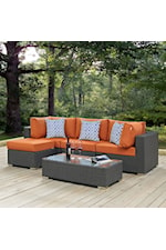 Modway Sojourn 5 Piece Outdoor Patio Sunbrella® Sectional Set - Navy