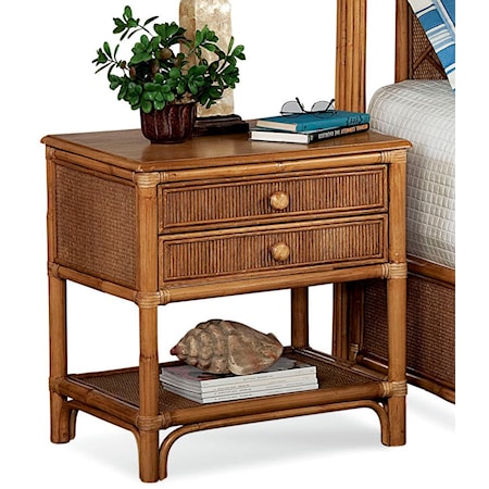 Tropical 2-Drawer Nightstand with Open Shelf