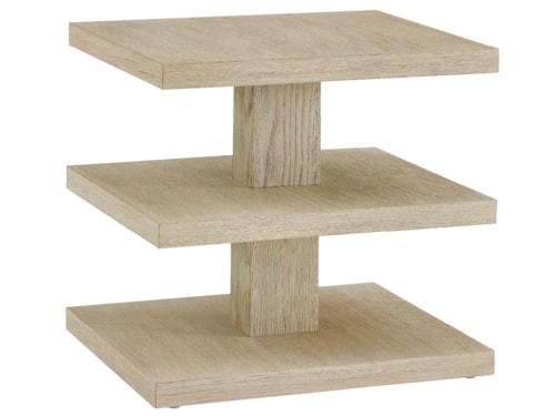 Coastal Rectangular End Table with 2 Lower Shelves