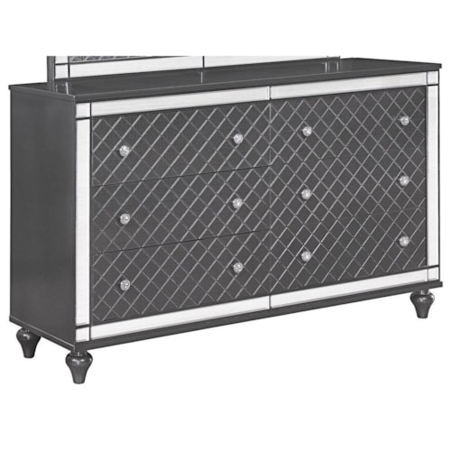 Glam 6-Drawer Dresser with Mirror Plating