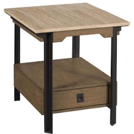 Contemporary Two-Tone End Table with Pullout Drawer