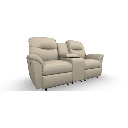 Casual Reclining Space Saver Loveseat with Cupholder Storage Console