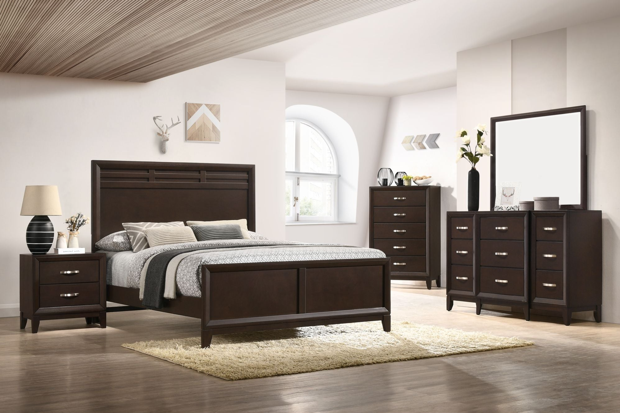 Elements International Beaumont King Panel Bed