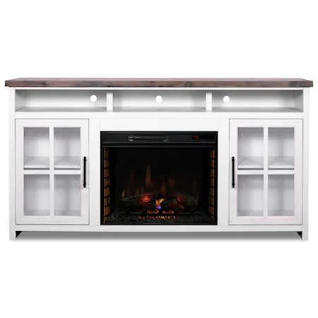 Cottage 74" Fireplace TV Console with Wire Management Holes