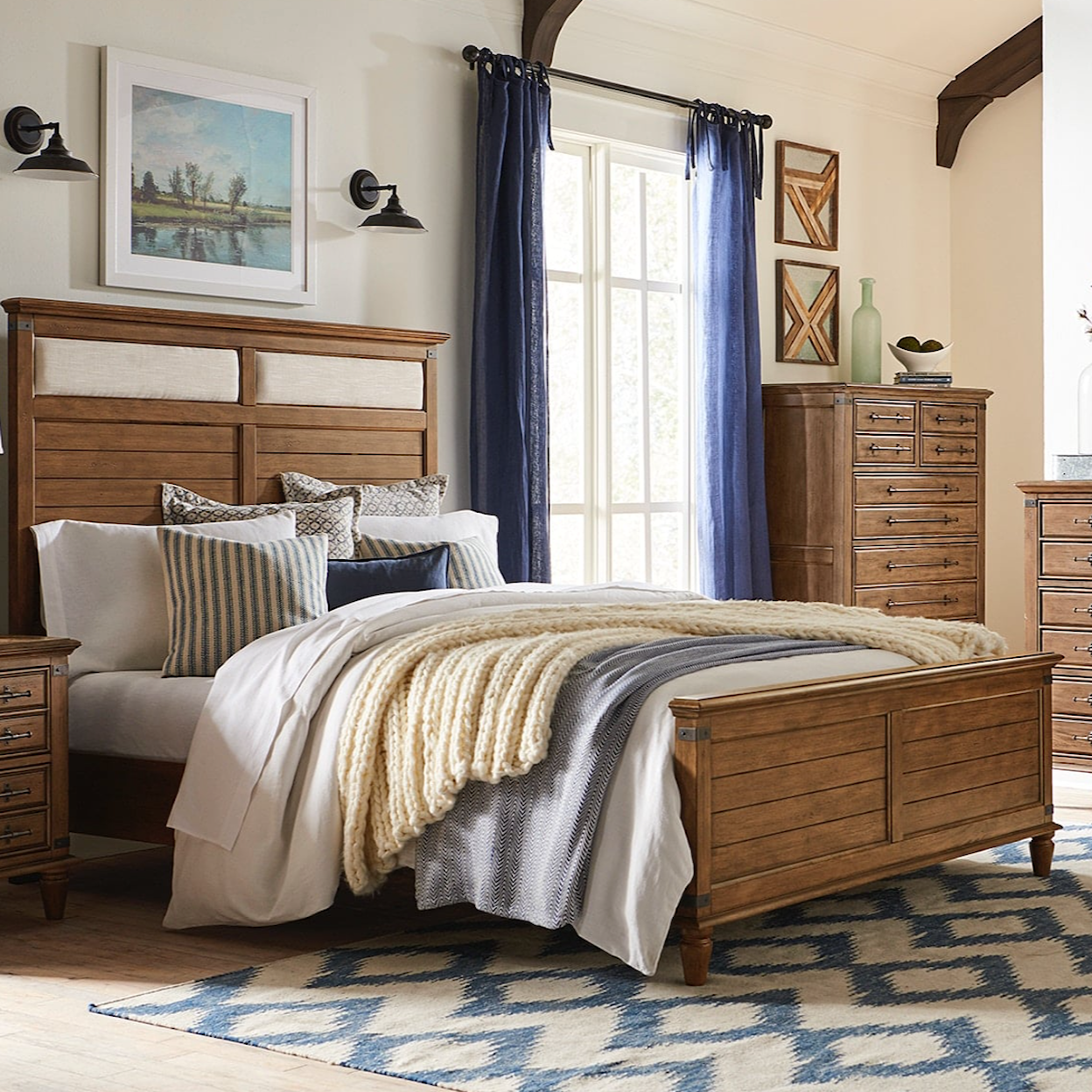 John Thomas Farmhouse Chic Queen Panel Bed in Bourbon