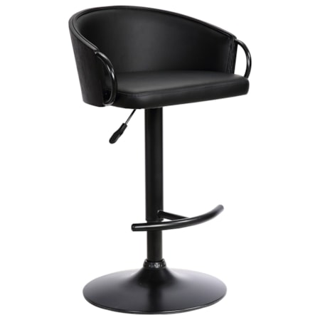 Adj. Black Faux Leather Swivel Barstool