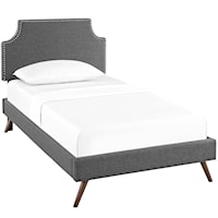 Twin Fabric Platform Bed with Round Splayed Legs