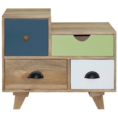 Contemporary 4-Drawer Abstract Nightstand