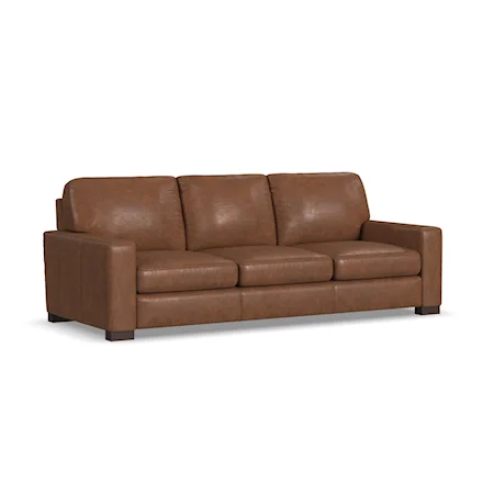 Casual Leather Sofa with Track Arm