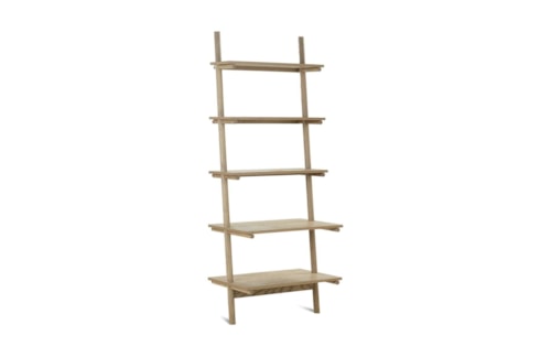 Contemporary Leaning Bookcase with Open Back Shelves