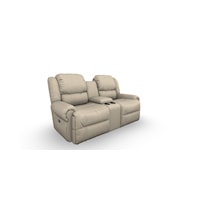 Casual Power Rocking Reclining Console Loveseat with Cupholders