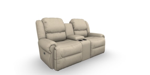 Casual Power Rocking Reclining Console Loveseat with Cupholders