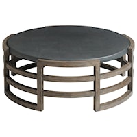 Contemporary Outdoor Teak Wood Round Cocktail Table
