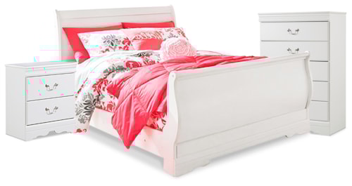 Full Sleigh Bed, Chest And Nightstand