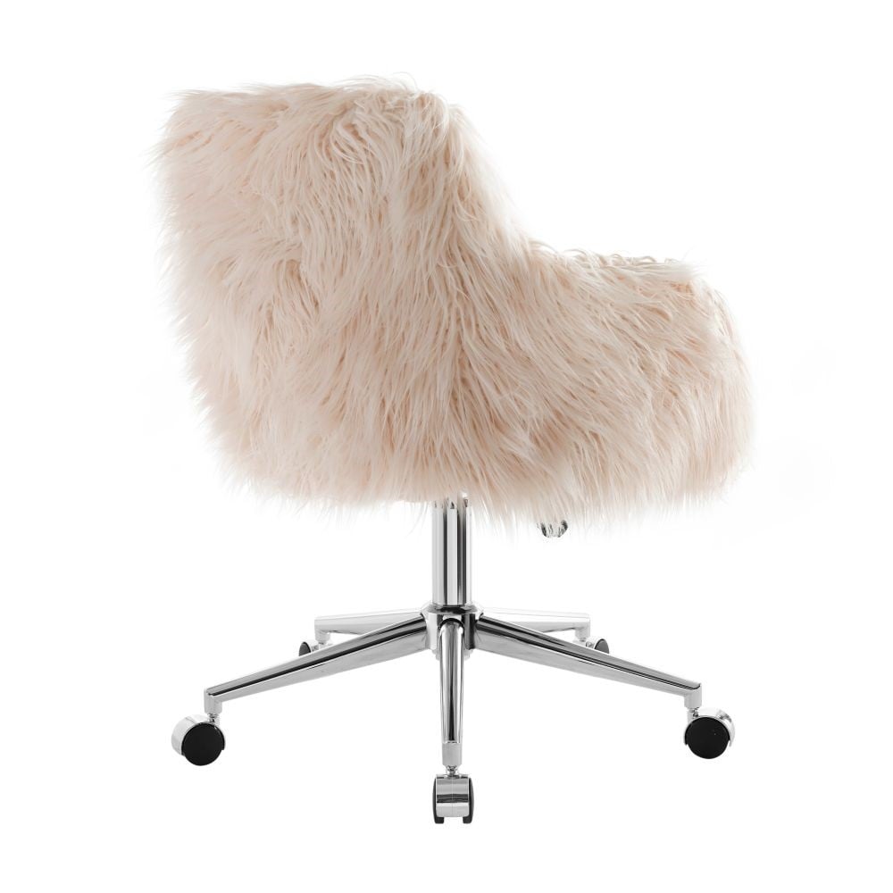 Dawson Faux Fur Barrell Office Chair Pnk