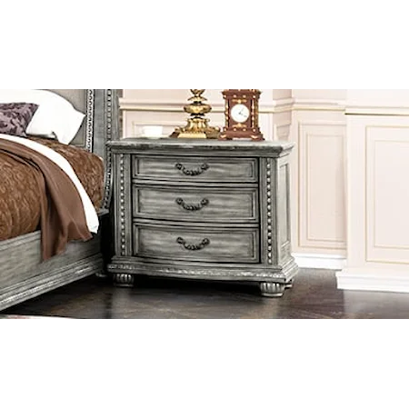 Traditional 3-Drawer Nightstand with USB Port