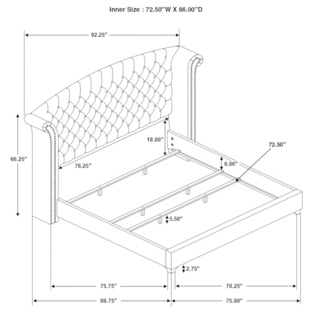 Cal King Wingback Bed