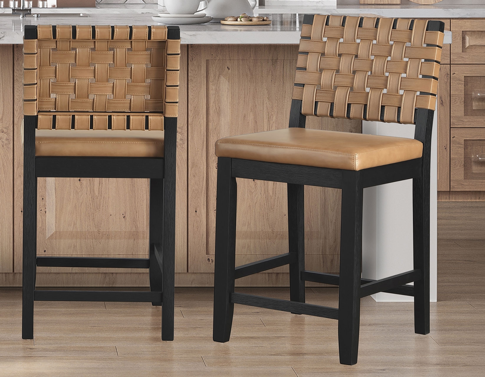 Upholstered Webbed-Back Counter Chair