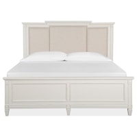 Cottage Style King Upholstered Panel Bed