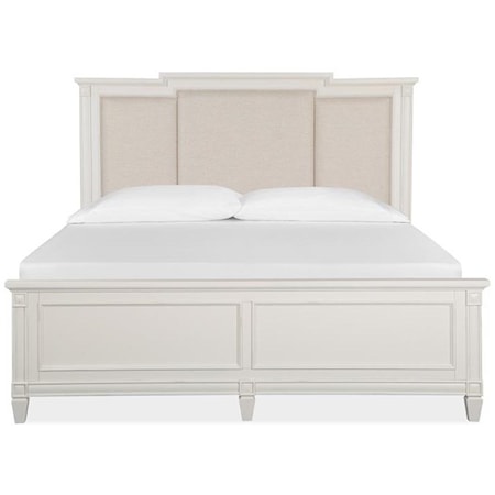 Cottage Style California King Upholstered Panel Bed