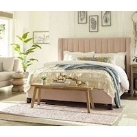 Contemporary Upholstered King Wingback Bed