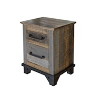 Rustic Nightstand with Microfiber-Lined Top Drawer