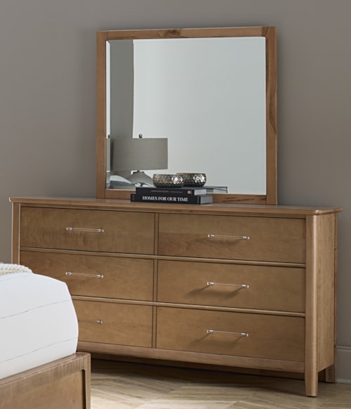 Transitional 6-Drawer Dresser and Landscape Mirror